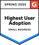 Highest User Adoption — G2 Spring 2025, Small Business